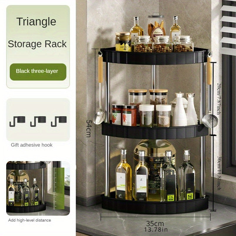 Estantería de almacenamiento de plástico para condimentos y utensilios de cocina, organizador de esquina de múltiples niveles