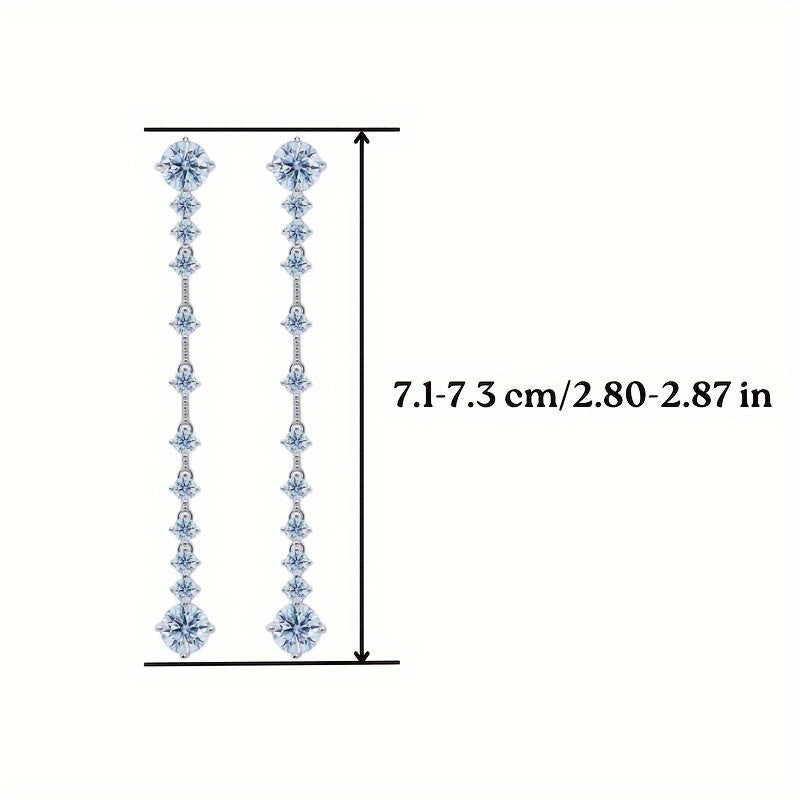 Sterling Silver Tassel Earrings with 6 Carat Moissanite for Weddings and Special Occasions