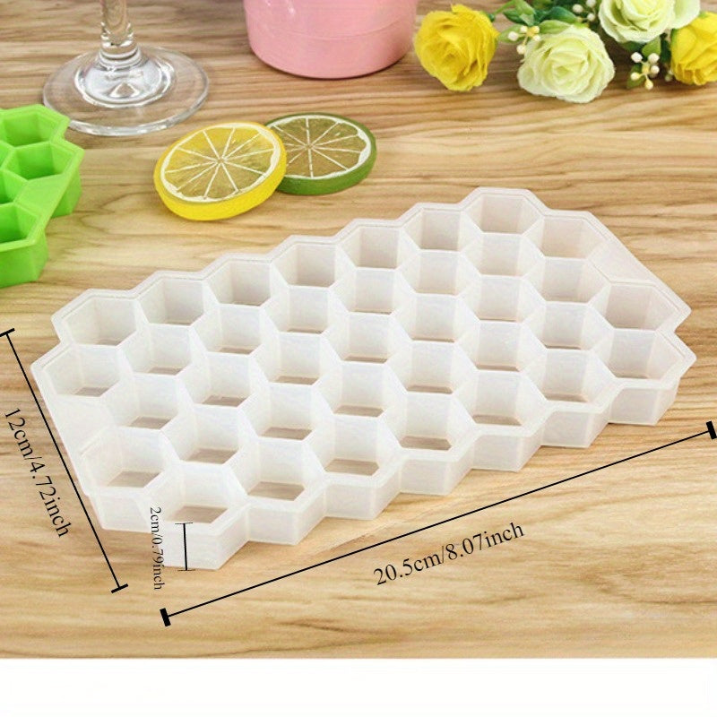 Silicone Honeycomb Ice Cube Tray with Lid 37 Compartments BPA Free Stackable Freezer Mold