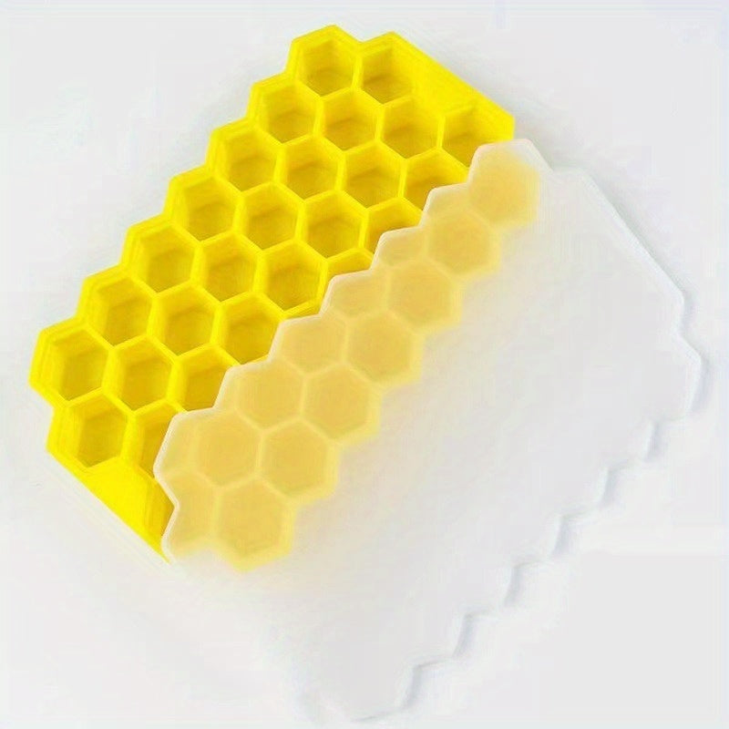 Silicone Honeycomb Ice Cube Tray with Lid 37 Compartments BPA Free Stackable Freezer Mold