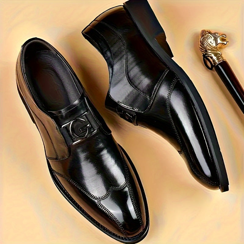 Men's Leather Wingtip Loafers Slip-On Dress Shoes for Business Office Wedding Party
