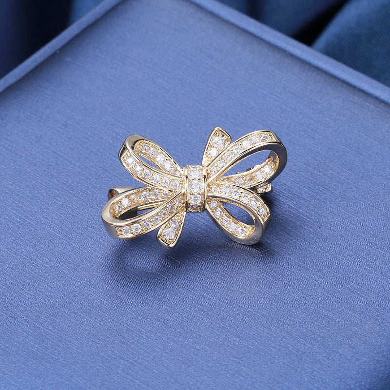 Elegant Mini Bow Brooch for Women V-Neck Shirts Small Pin Fastening Jewelry