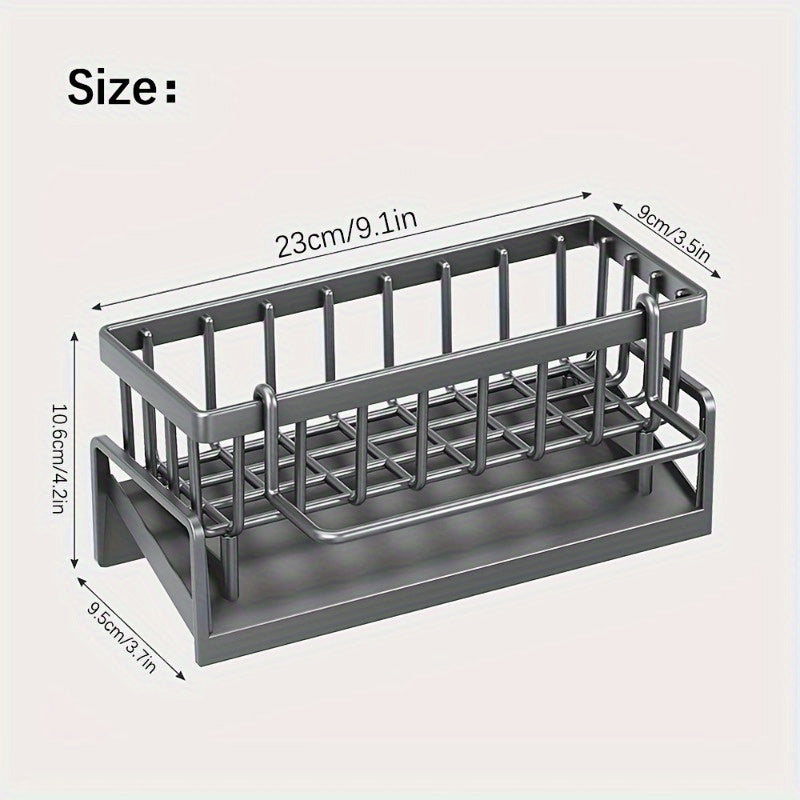 Kitchen Sink Organizer with Over-the-Sink Towel Rack and Spice Holder No-Drill Installation