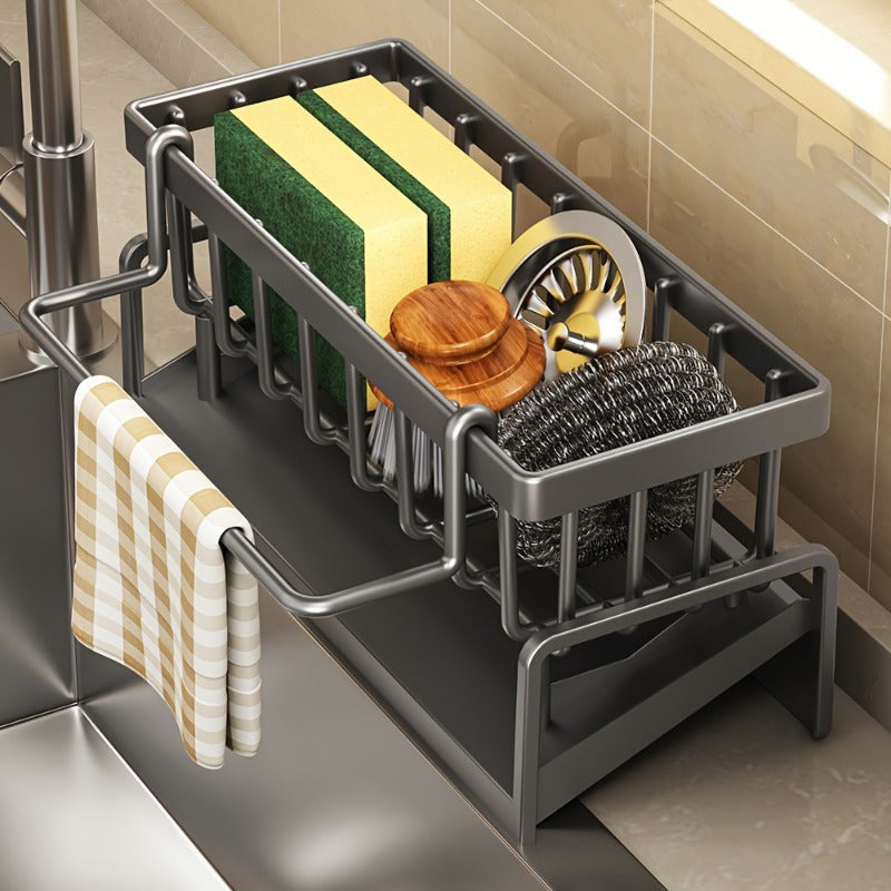 Органайзер для кухонной раковины с навесной полкой для полотенец и держателем для специй, установка без сверления