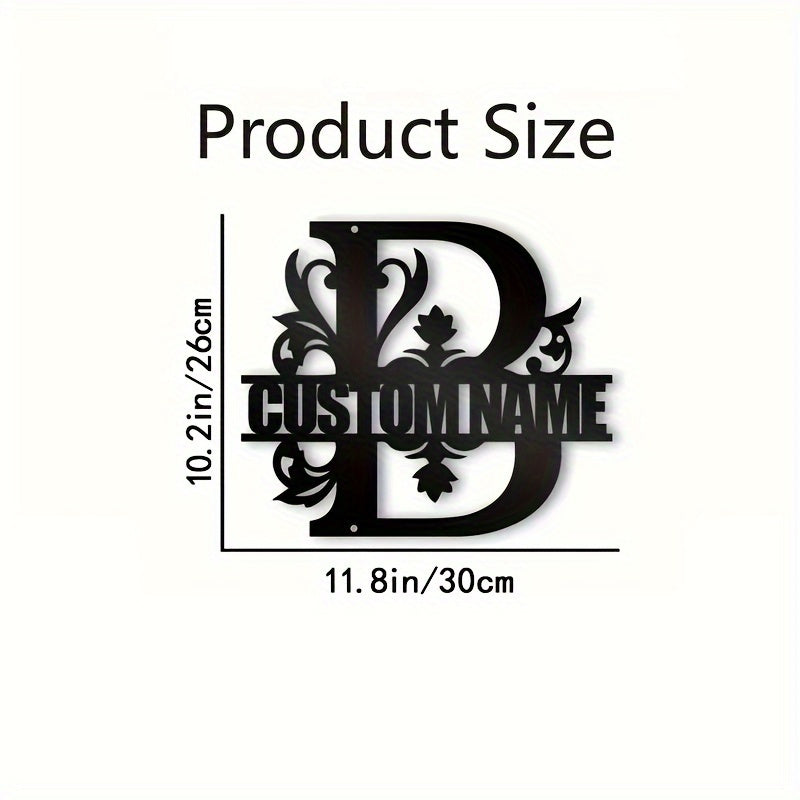 Personalized Metal Family Name Wall Decor with Custom Iron Monogram Sign