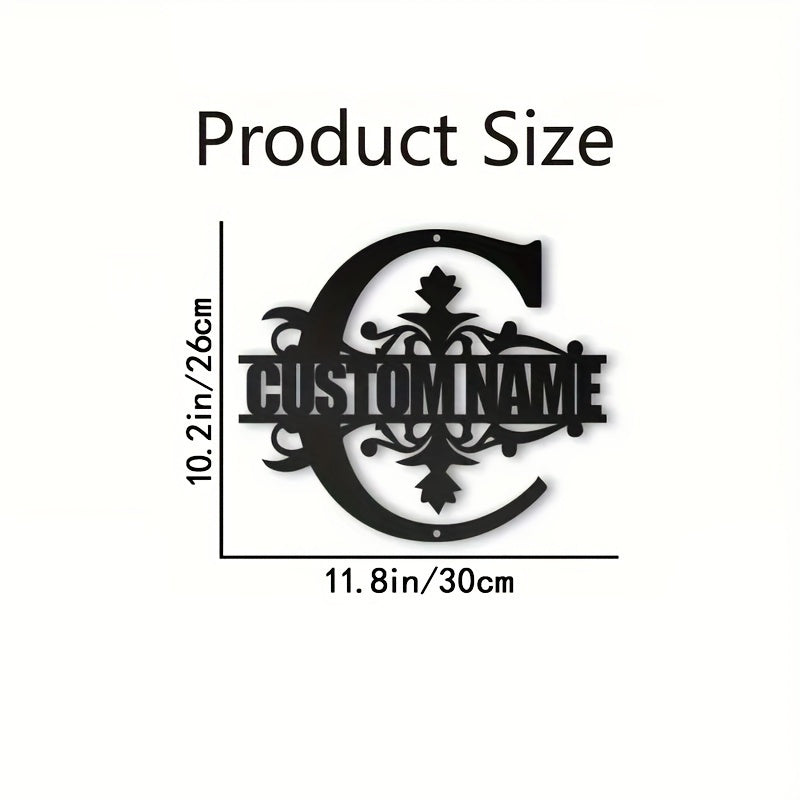 Personalized Metal Family Name Wall Decor with Custom Iron Monogram Sign