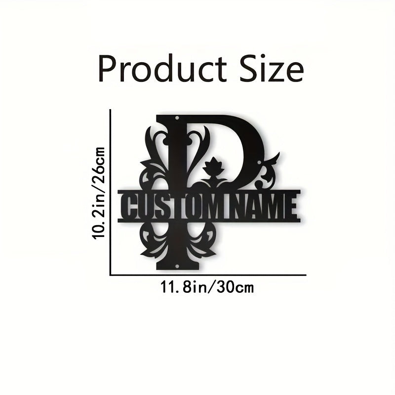 Personalized Metal Family Name Wall Decor with Custom Iron Monogram Sign