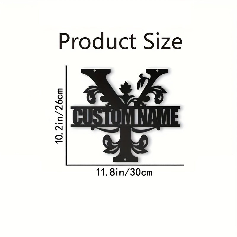 Personalized Metal Family Name Wall Decor with Custom Iron Monogram Sign