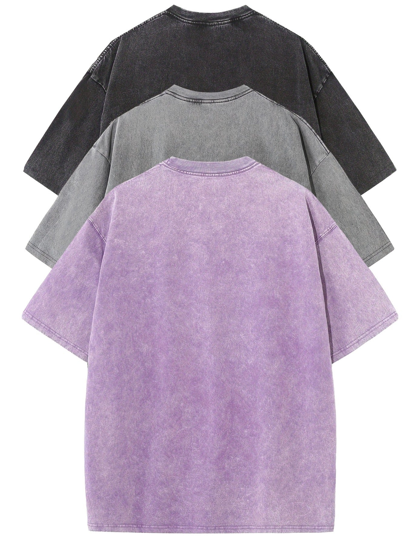 Men's Cotton Loose-Fit T-Shirts Short Sleeve Crew Neck Solid Colors Pack of 3