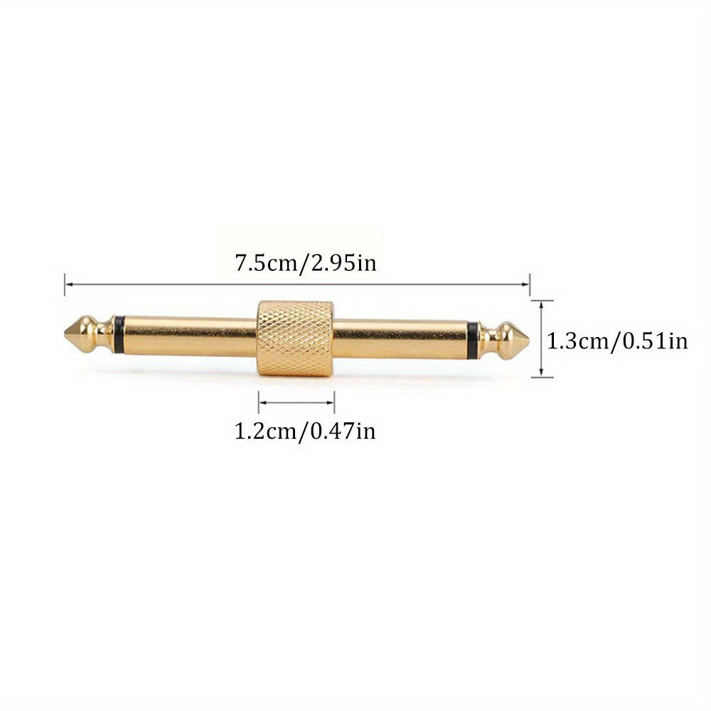 Gold Plated 1/4 Inch Male to Male Guitar Pedal Coupler for Pedalboard Space Saving