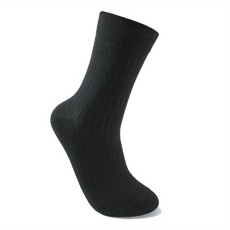 Men's Mid-Calf Socks 5 Pairs Breathable Sweat-Absorbing Black All-Season