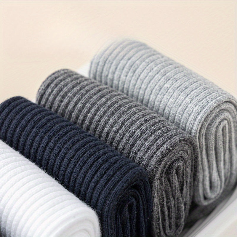 Men's Mid-Calf Socks 5 Pairs Breathable Sweat-Absorbing Black All-Season