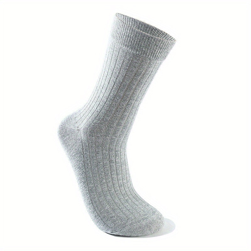 Men's Mid-Calf Socks 5 Pairs Breathable Sweat-Absorbing Black All-Season