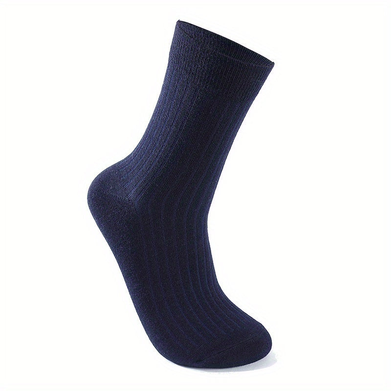 Men's Mid-Calf Socks 5 Pairs Breathable Sweat-Absorbing Black All-Season