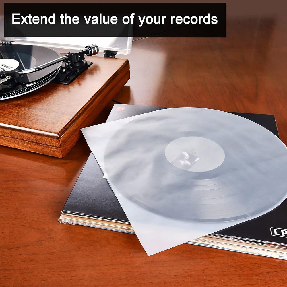 50-Pack Grey Anti-Static Vinyl Record Sleeves 12.7-30.48cm for LP Protection
