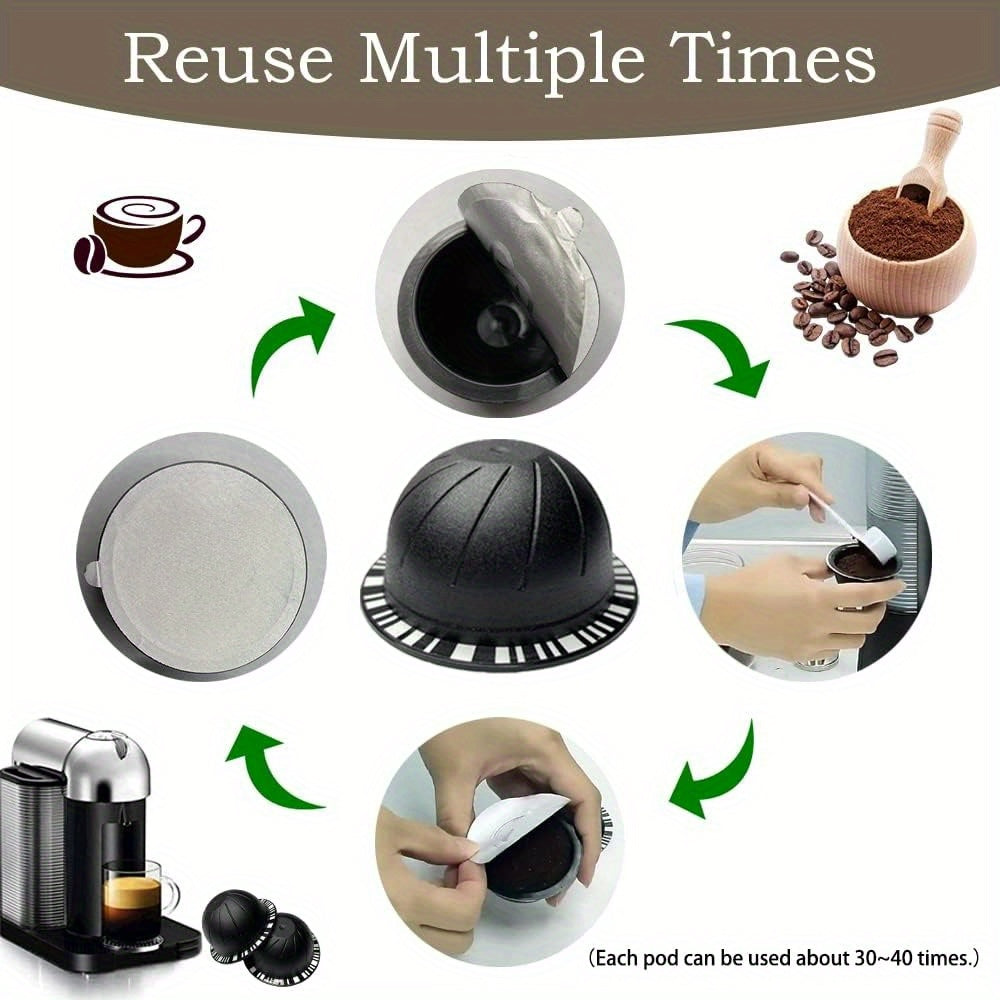 Reusable Coffee Pods for VertuoLine, Refillable Capsules, 2/5/50 Pack
