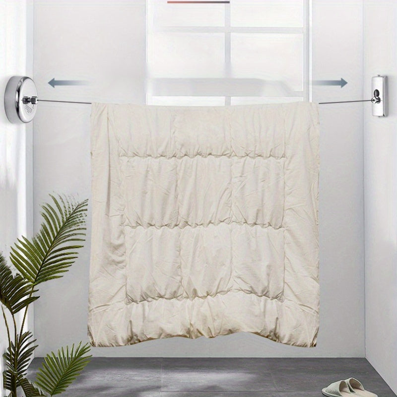 Tendedero de acero inoxidable para interior, ajustable y retráctil, montado en la pared, línea de lavado, ahorra espacio