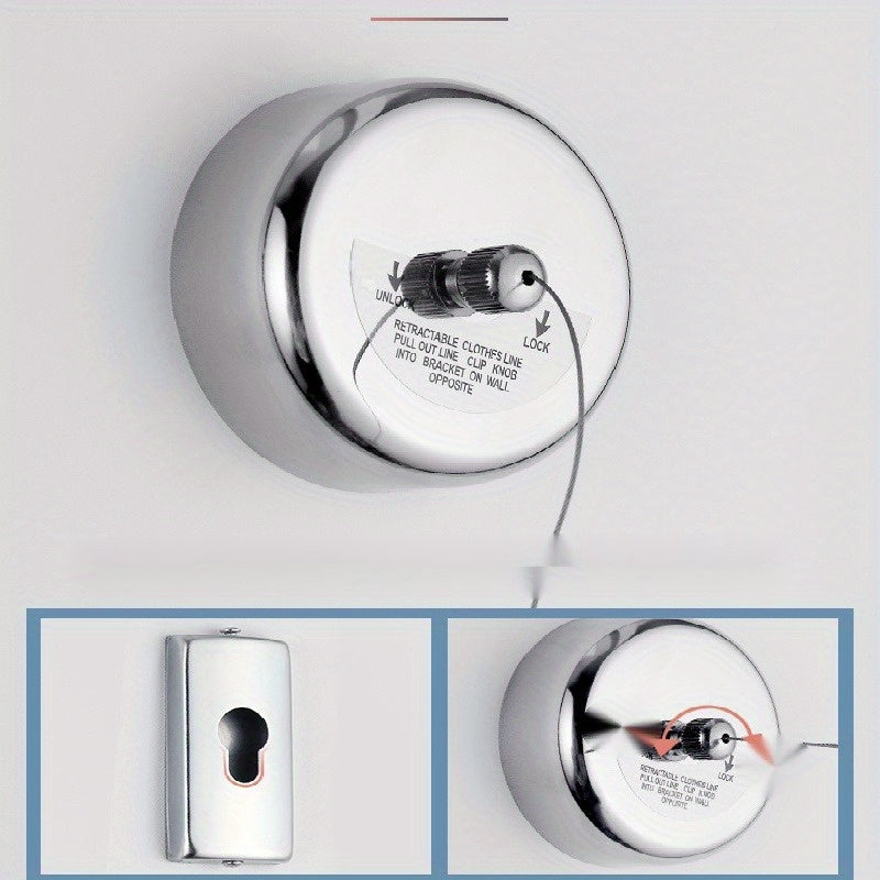 Tendedero de acero inoxidable para interior, ajustable y retráctil, montado en la pared, línea de lavado, ahorra espacio