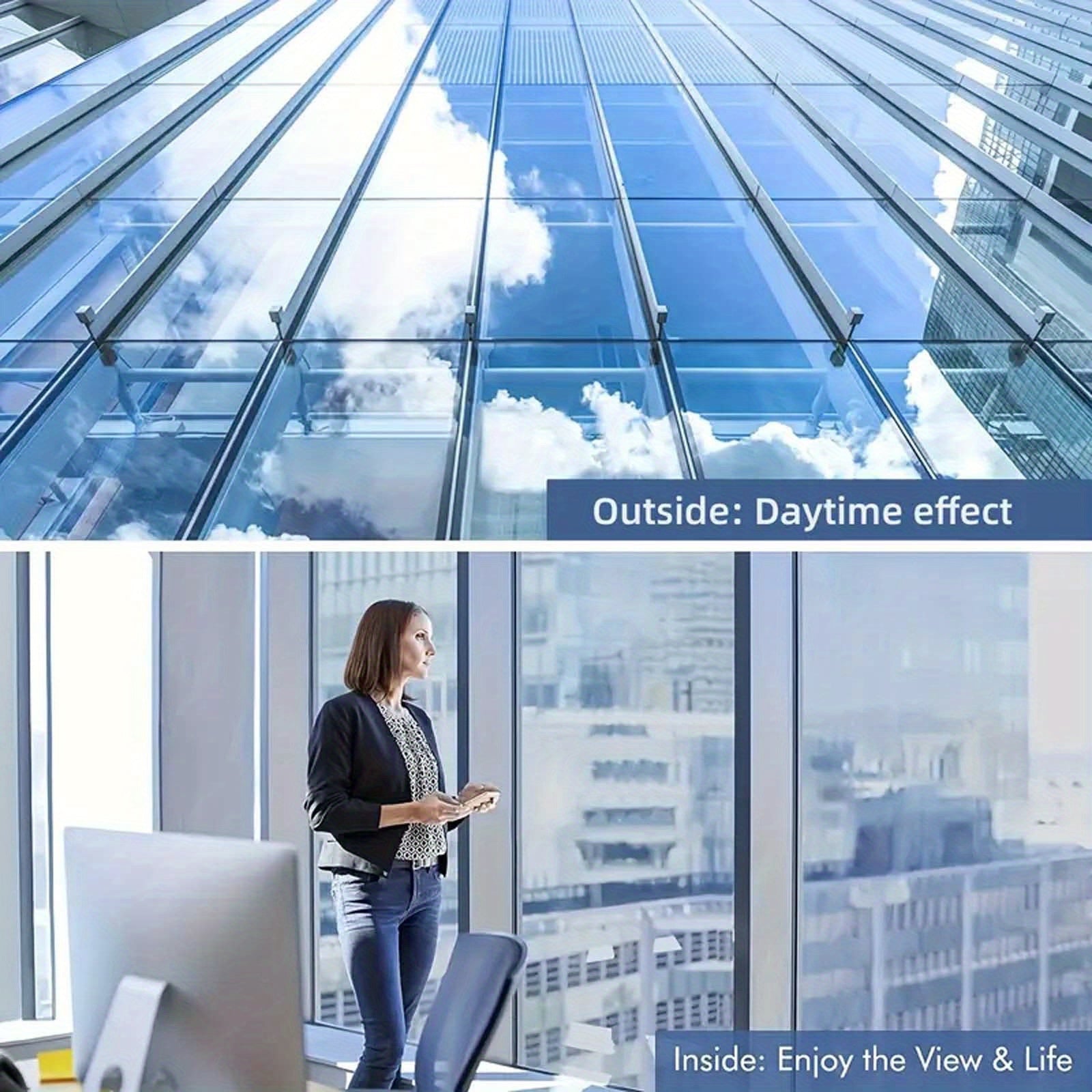 Теплозащитная оконная пленка 23,6x118 дюймов, конфиденциальность, защита от УФ для офиса, автодома, дома, ванной