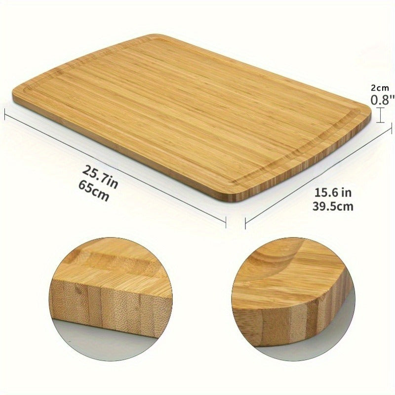 Large Bamboo Cutting Board 63.5x40.64cm Thick Butcher Block with Juice Groove