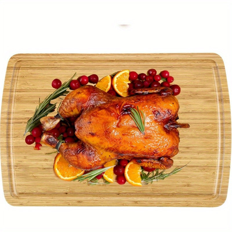 Large Bamboo Cutting Board 63.5x40.64cm Thick Butcher Block with Juice Groove