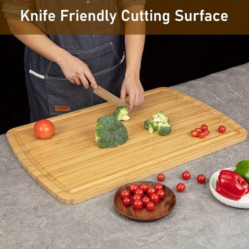 Large Bamboo Cutting Board 63.5x40.64cm Thick Butcher Block with Juice Groove
