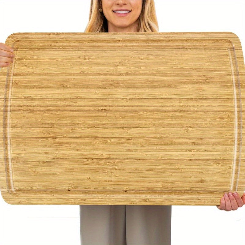 Large Bamboo Cutting Board 63.5x40.64cm Thick Butcher Block with Juice Groove