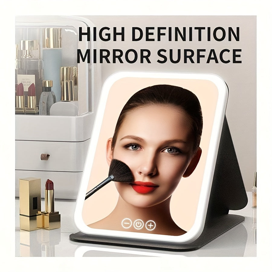 Portable Makeup Mirror with Lights Dimmable Touch Screen Rechargeable LED Vanity