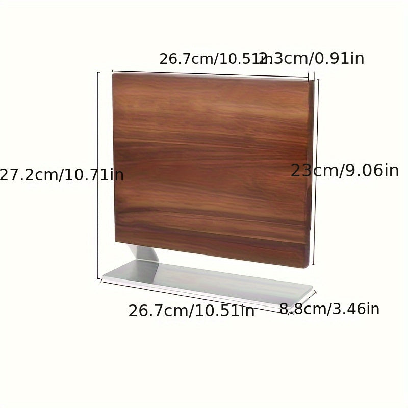 Acacia Wood Knife Holder with Magnetic Double-Sided Knife Seat for Kitchen Use