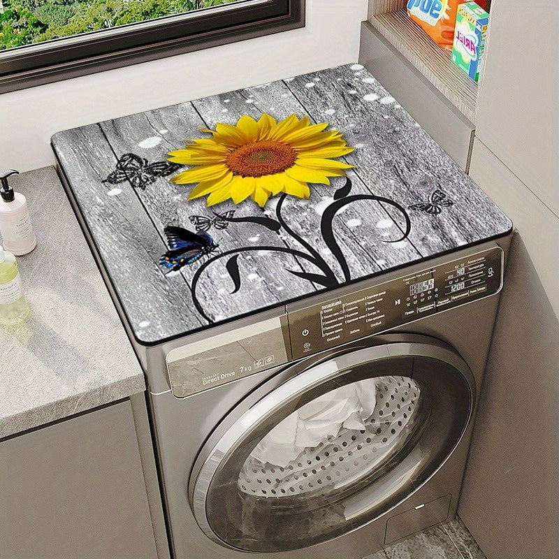 Decorative Floral Washing Machine Top Cover Mat Polyester Non-Slip Water Absorbent