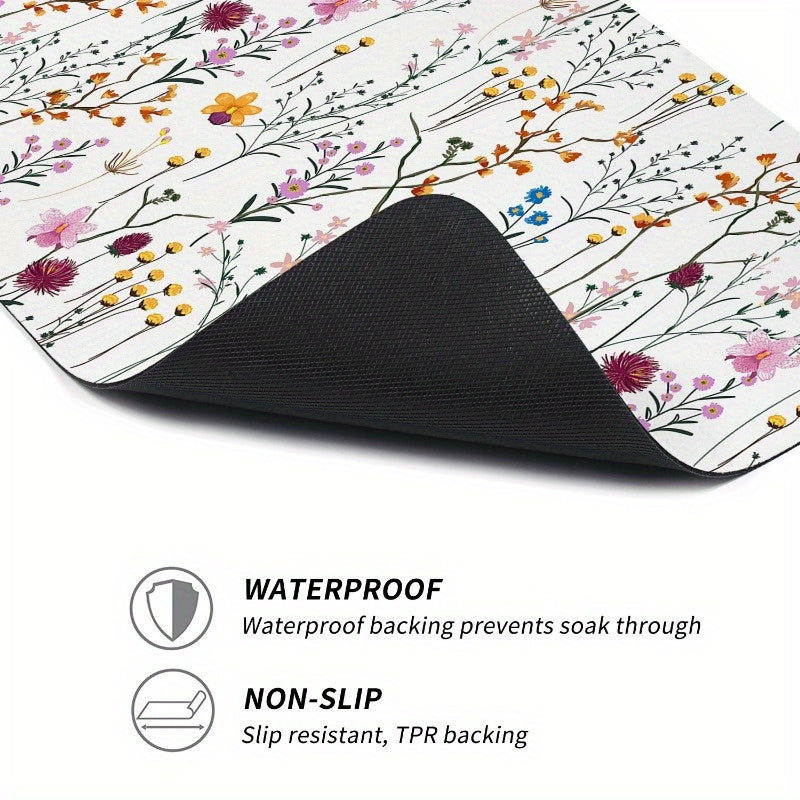 Decorative Floral Washing Machine Top Cover Mat Polyester Non-Slip Water Absorbent