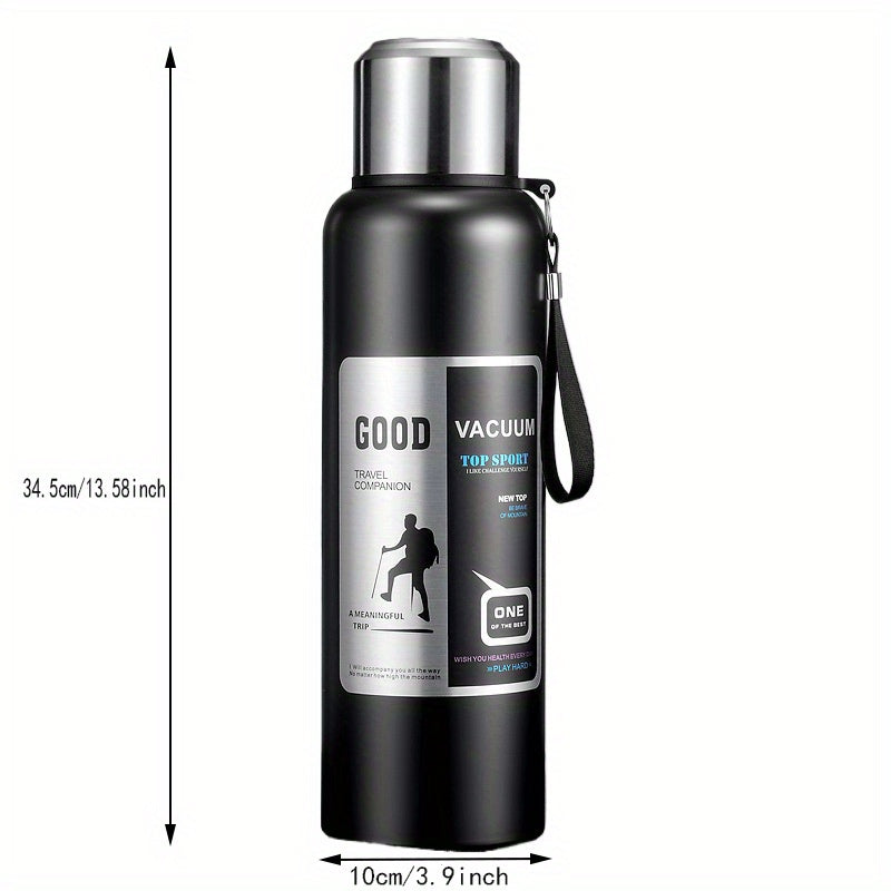 Large Capacity Stainless Steel Water Bottle Leak-Proof Reusable Travel-Friendly with Handle