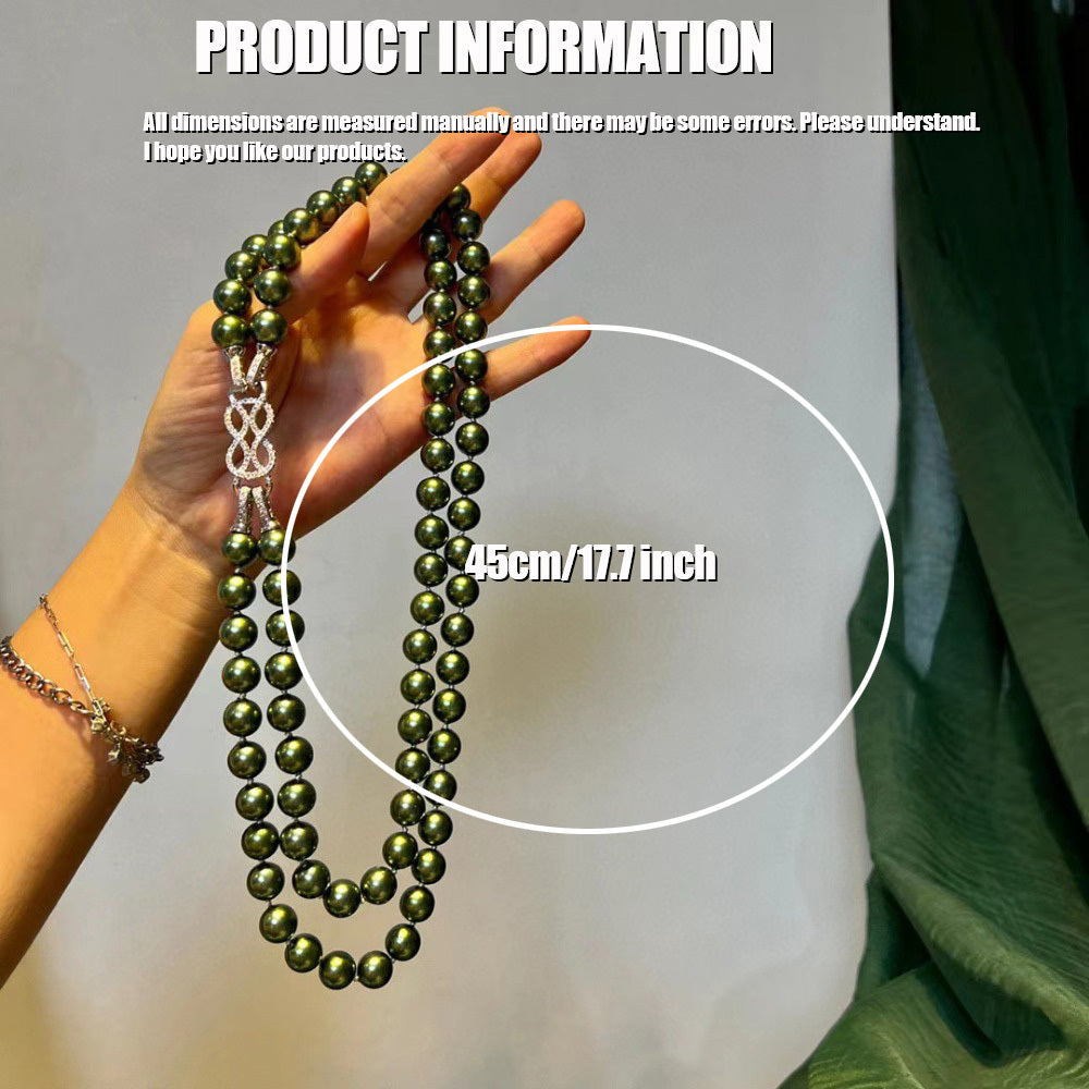 Peacock Green Shell Pearl Necklace Double Strand Imitation Tahitian Pearls Elegant Jewelry