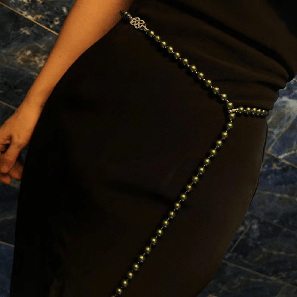 Peacock Green Shell Pearl Necklace Double Strand Imitation Tahitian Pearls Elegant Jewelry