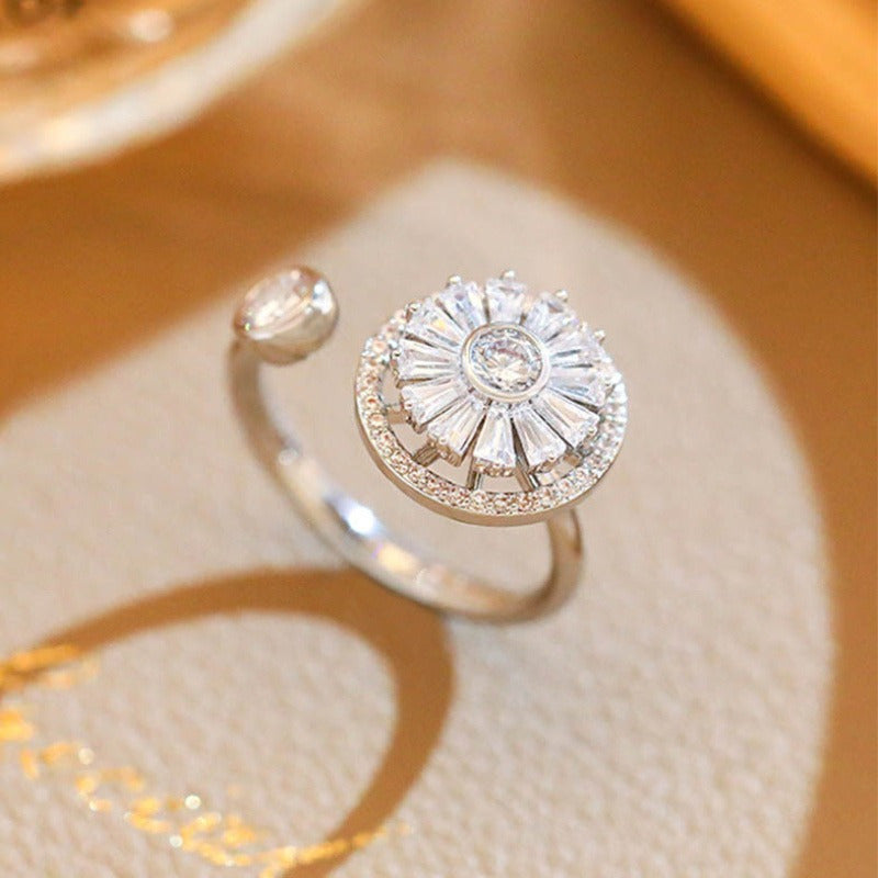 Open Design Cubic Zirconia Ring for Women Elegant Stylish Jewelry for Parties