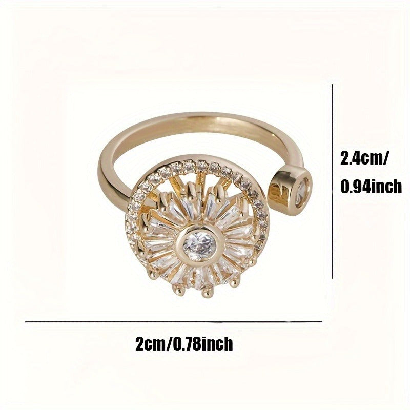 Open Design Cubic Zirconia Ring for Women Elegant Stylish Jewelry for Parties
