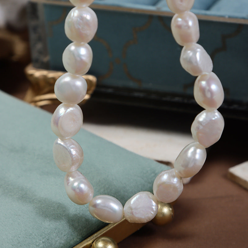 Sterling Silver Pearl Necklace with Baroque Fishtail Design for Women