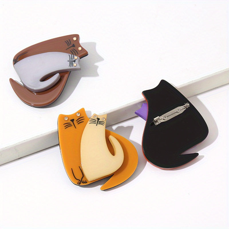 Acrylic Cat Brooch Minimalist Jewelry for Women and Girls