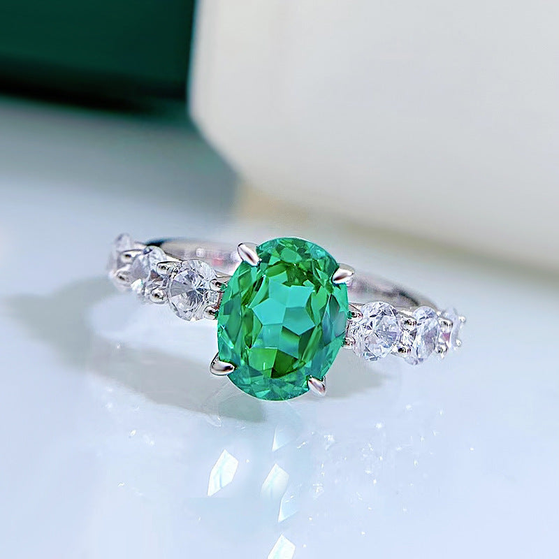 Sterling Silver 2 Carat Synthetic Paraiba Tourmaline Ring for Parties and Celebrations