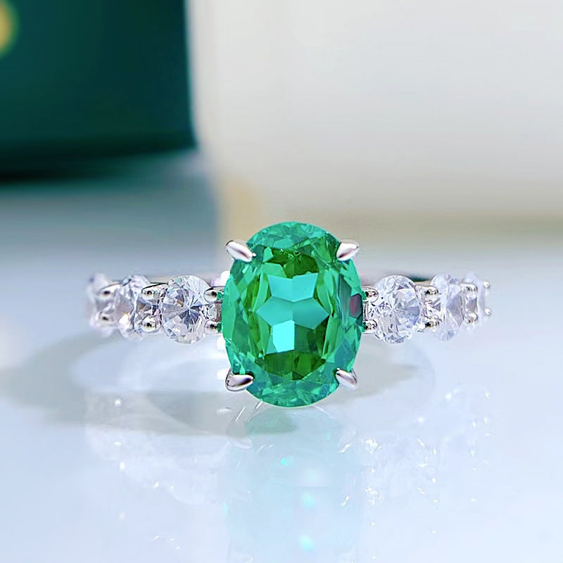 Sterling Silver 2 Carat Synthetic Paraiba Tourmaline Ring for Parties and Celebrations