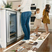 Non-Slip Kitchen Runner Rug Thick Flannel Coffee Design Indoor Doorway Mat Durable Polyester