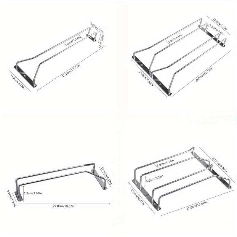 Stainless Steel Wine Glass Rack for Kitchen Cabinets Elevated Storage