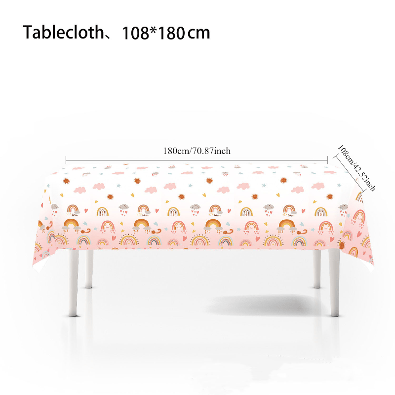 Set de platos, vasos y decoraciones para fiesta de cumpleaños bohemia arcoíris, 10-20 piezas