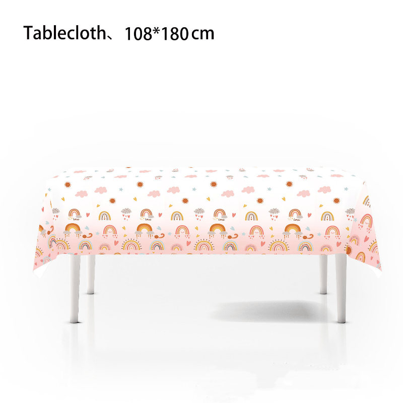 Set de platos, vasos y decoraciones para fiesta de cumpleaños bohemia arcoíris, 10-20 piezas