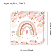 Set de platos, vasos y decoraciones para fiesta de cumpleaños bohemia arcoíris, 10-20 piezas