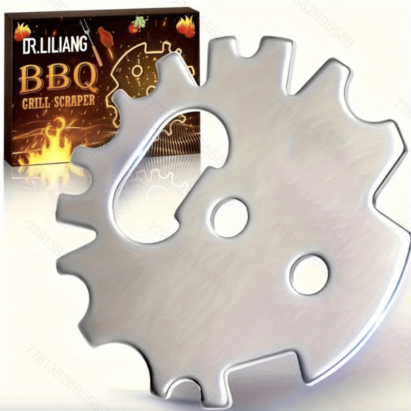 Herramienta de raspador de parrilla de acero inoxidable con abrebotellas para rejillas de barbacoa