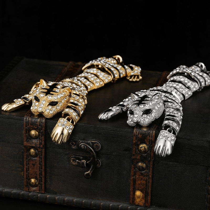 Large Tiger Brooches with Rhinestones and Animal-Themed Shawl Pins for Men and Women