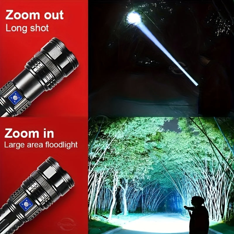 Powerful LED Flashlight with 5400mAh Battery Long-Range Spotlight Emergency COB Light
