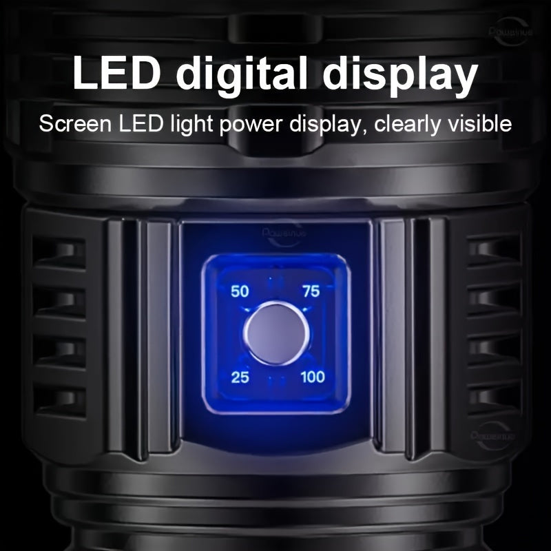 Powerful LED Flashlight with 5400mAh Battery Long-Range Spotlight Emergency COB Light