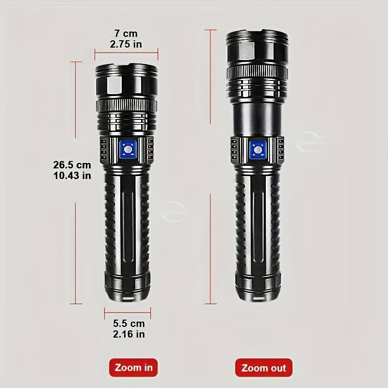 Powerful LED Flashlight with 5400mAh Battery Long-Range Spotlight Emergency COB Light